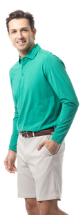 SANSOLEIL'S MEN'S SOLAIR LONG SLEEVE POLO. VARSITY GREEN 900841A - SanSoleil