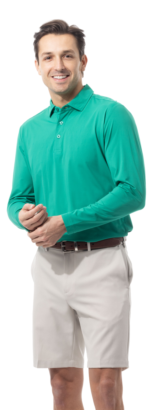 SANSOLEIL'S MEN'S SOLAIR LONG SLEEVE POLO. VARSITY GREEN 900841A - SanSoleil