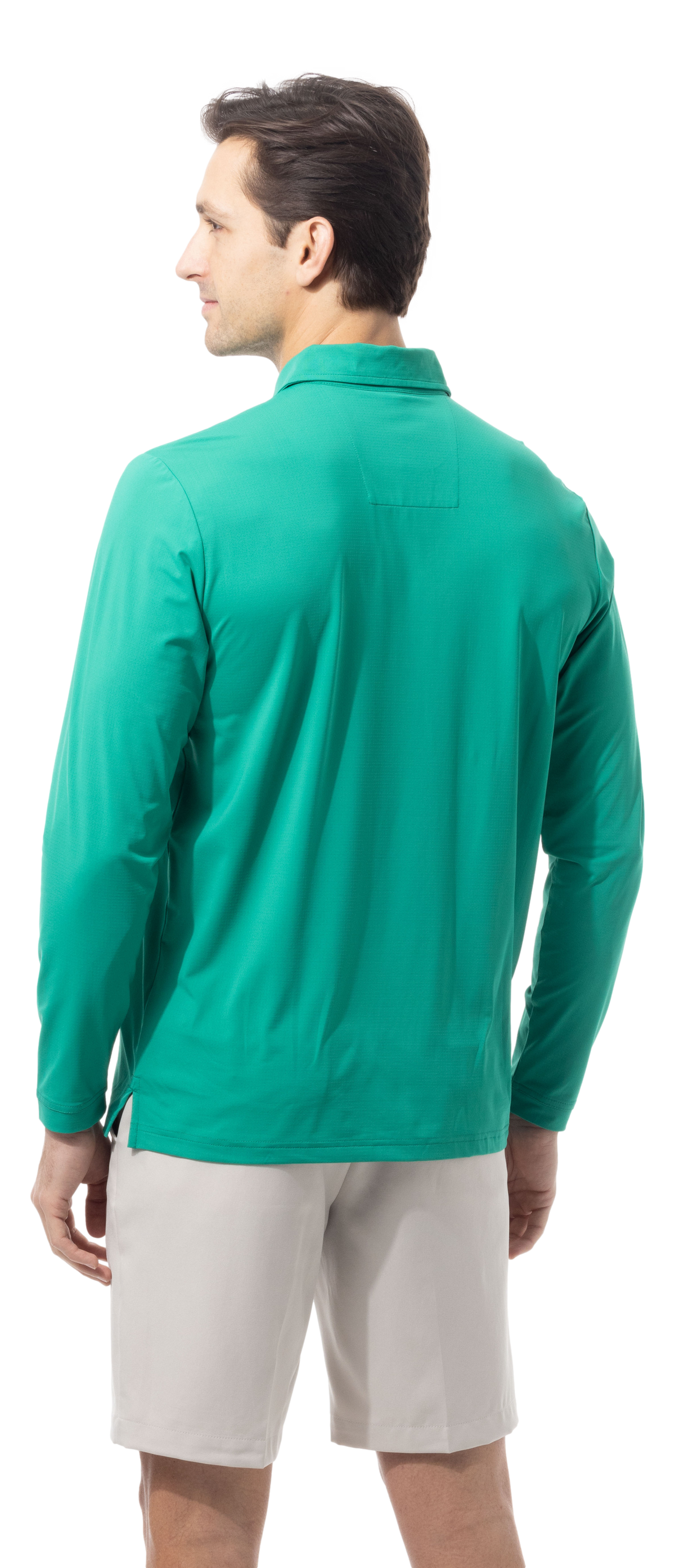 SANSOLEIL'S MEN'S SOLAIR LONG SLEEVE POLO. VARSITY GREEN 900841A - SanSoleil
