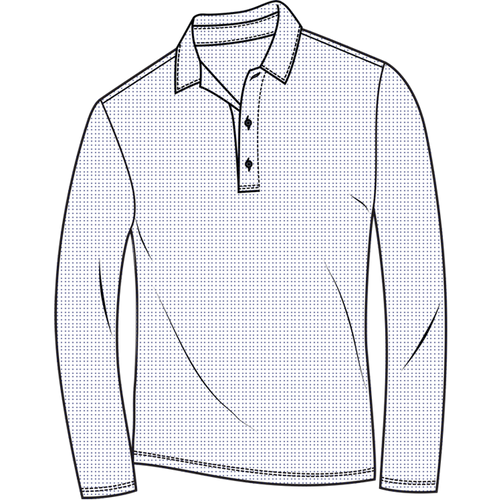 White with Navy mini dots long-sleeve men's polo shirt