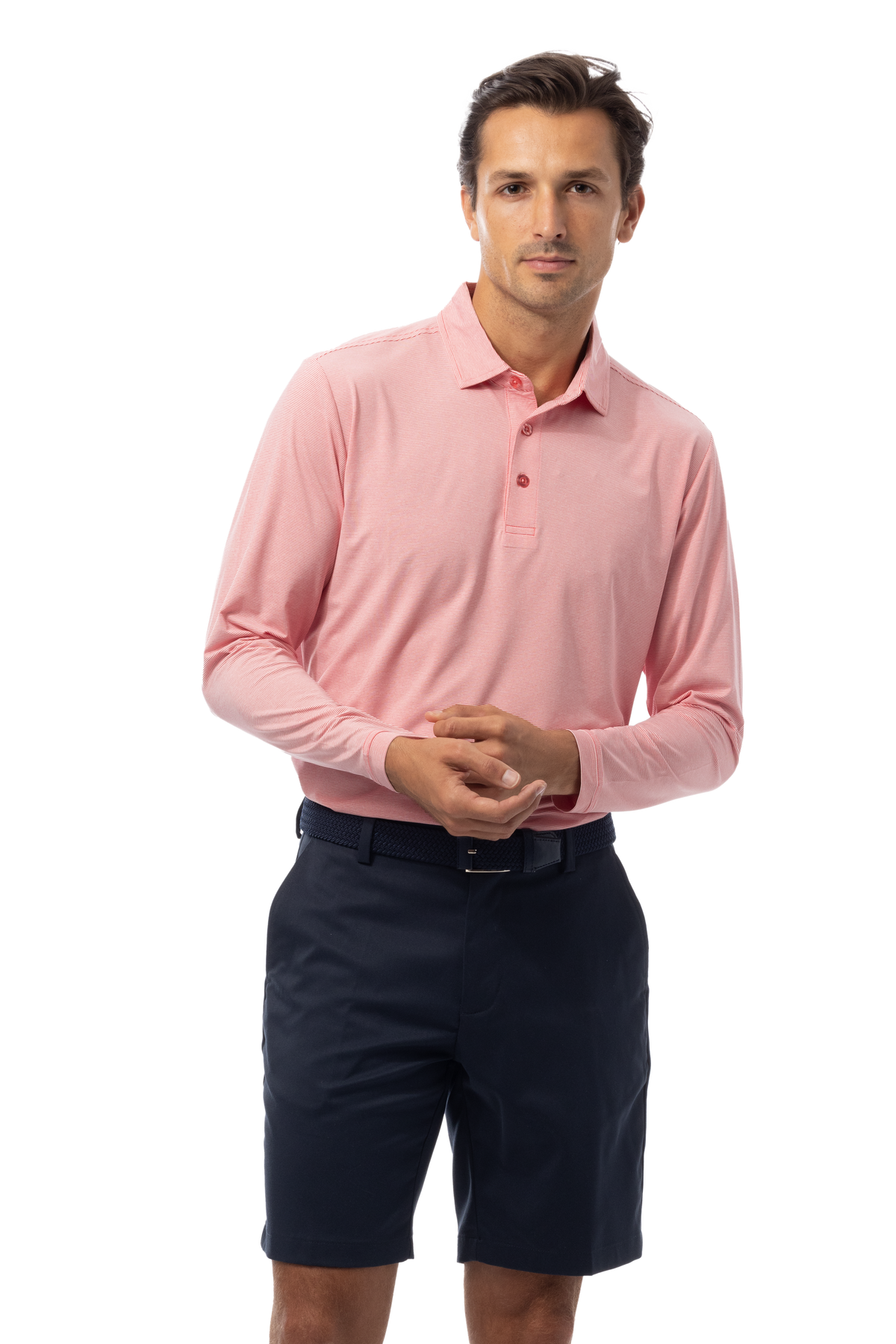 MEN'S SOLMELANGE ICE MINI-STRIPE POLO. RED-WHITE. 900841MM - SanSoleil