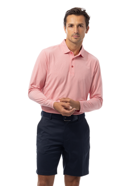 MEN'S SOLMELANGE ICE MINI-STRIPE POLO. RED-WHITE. 900841MM - SanSoleil