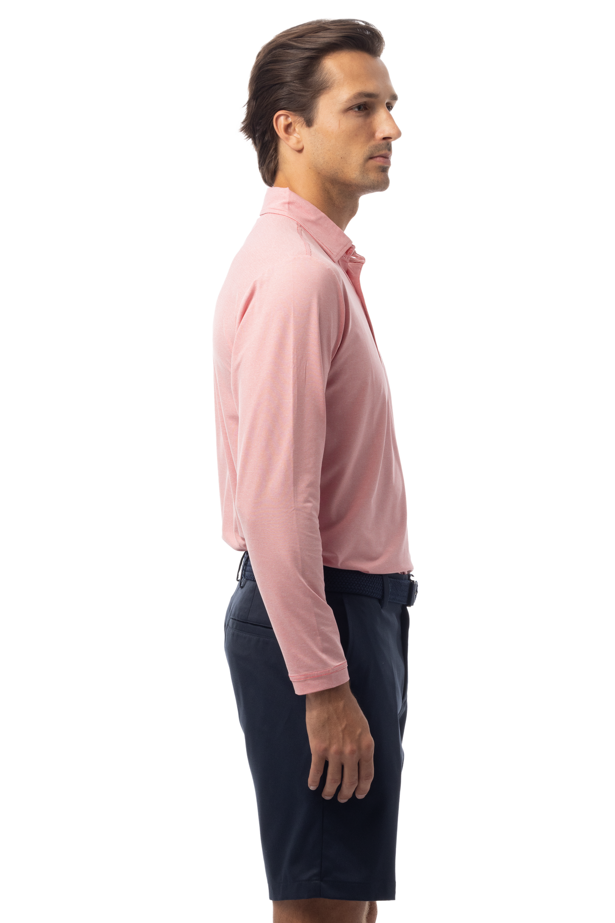 MEN'S SOLMELANGE ICE MINI-STRIPE POLO. RED-WHITE. 900841MM - SanSoleil