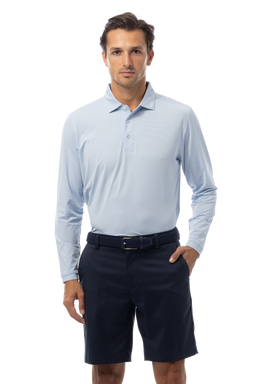 MEN'S SOLMELANGE ICE MINI-STRIPE POLO. MALIBU.  900841MM - SanSoleil