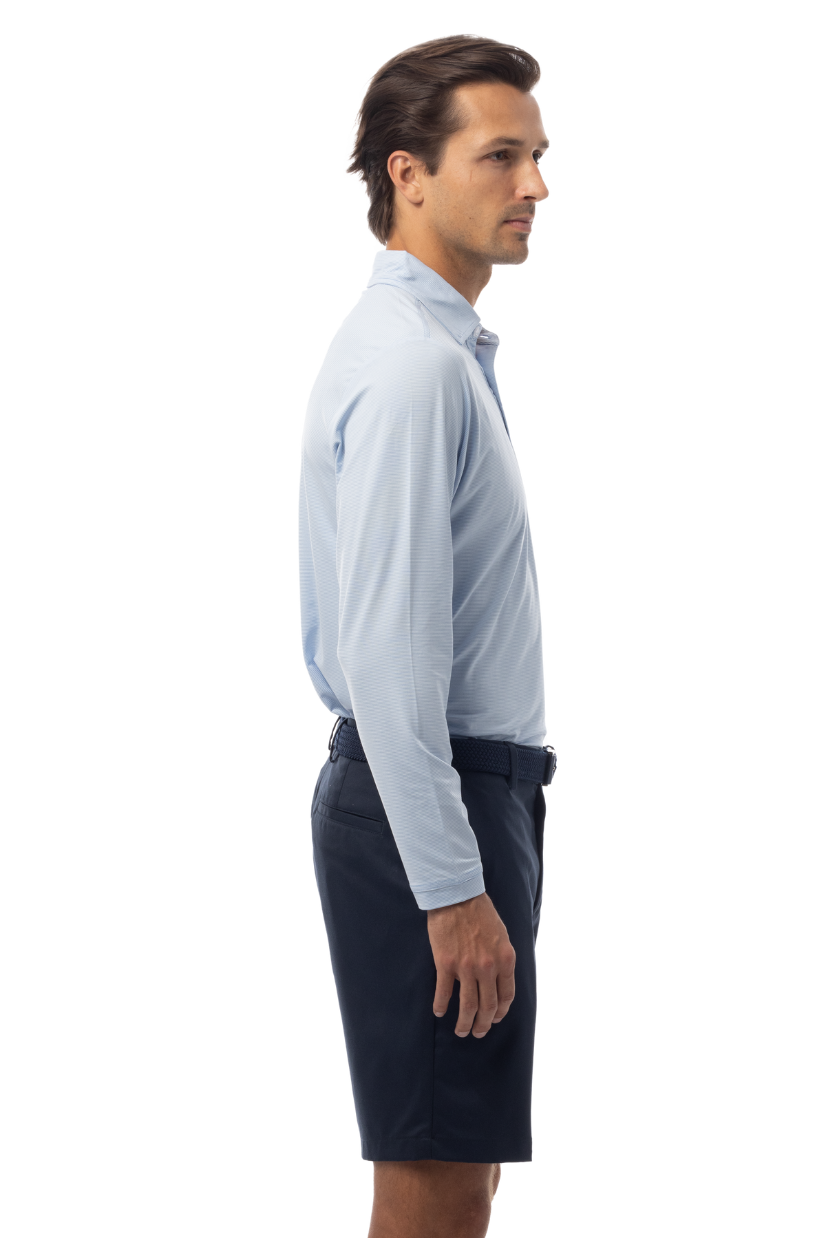 MEN'S SOLMELANGE ICE MINI-STRIPE POLO. MALIBU.  900841MM - SanSoleil