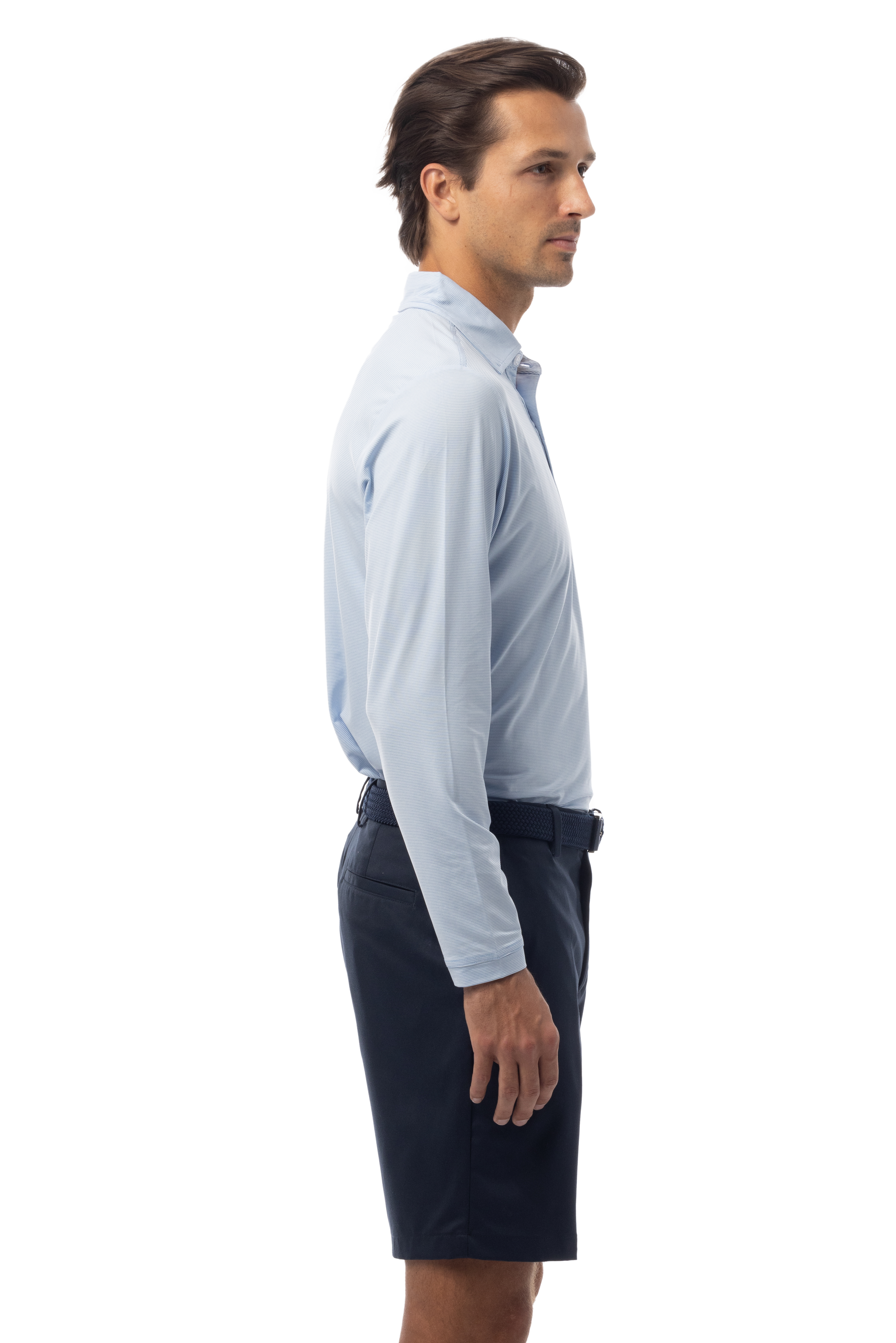 MEN'S SOLMELANGE ICE MINI-STRIPE POLO. MALIBU.  900841MM - SanSoleil
