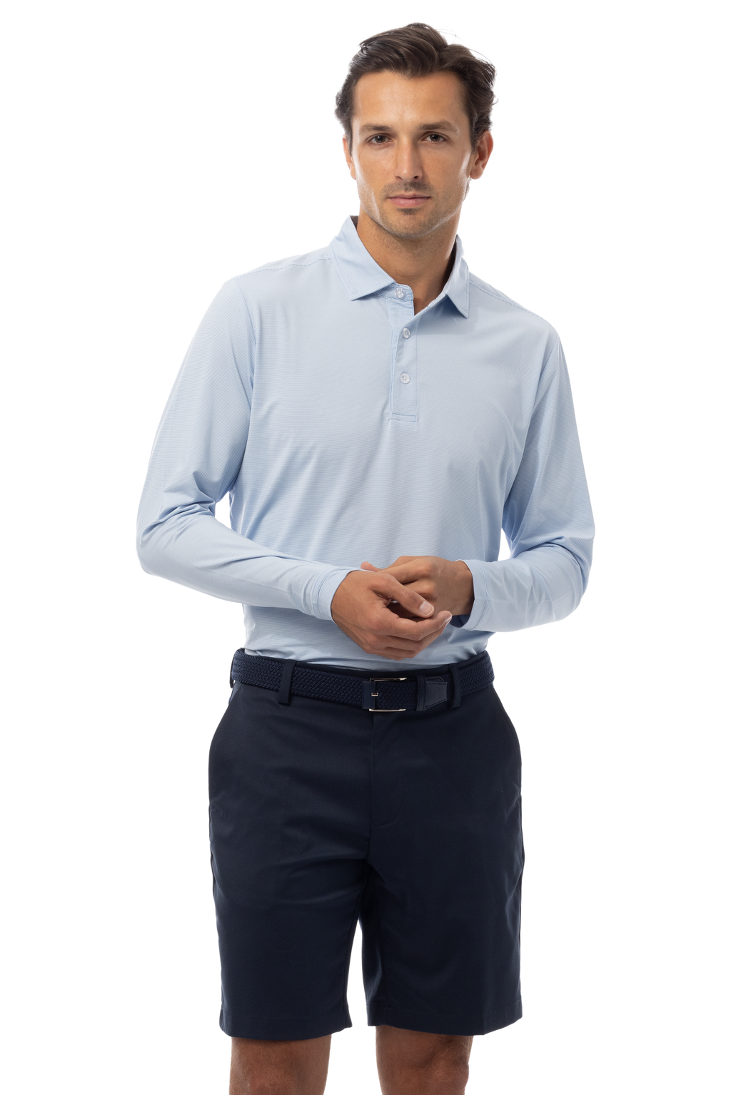 MEN'S SOLMELANGE ICE MINI-STRIPE POLO. MALIBU.  900841MM - SanSoleil