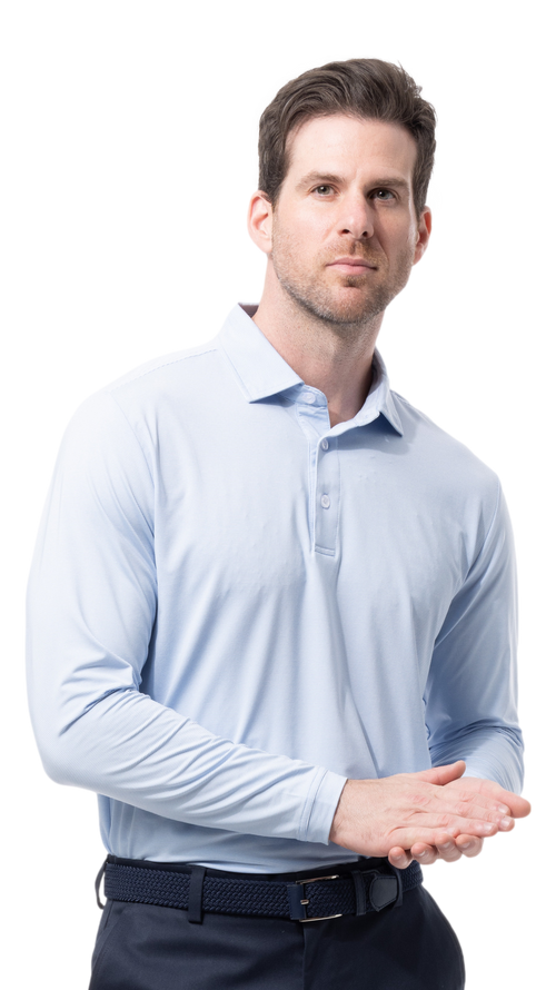 MEN'S SOLMELANGE ICE MINI-STRIPE POLO. MALIBU.  900841MM - SanSoleil