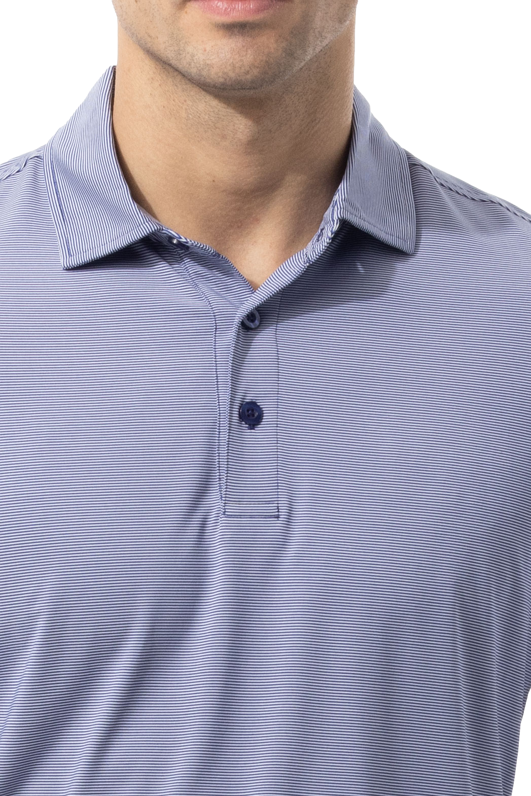 MEN'S SOLMELANGE MINI-STRIPE POLO. MIDNIGHT WHITE.  900841MM