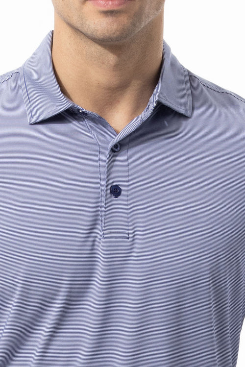 MEN'S SOLMELANGE ICE MINI-STRIPE POLO. MIDNIGHT WHITE. 900841MM - SanSoleil