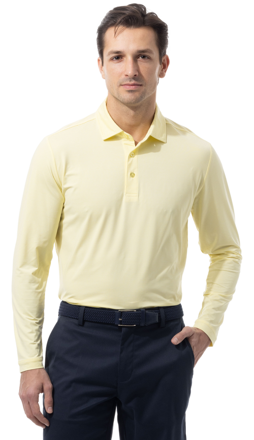 MEN'S SOLMELANGE ICE MINI-STRIPE POLO. YELLOW WHITE. 900841MM - SanSoleil