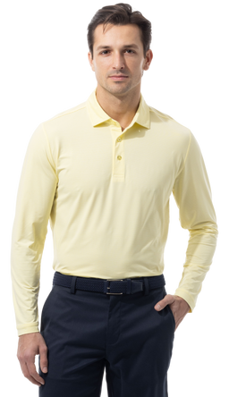 MEN'S SOLMELANGE ICE MINI-STRIPE POLO. YELLOW WHITE. 900841MM - SanSoleil