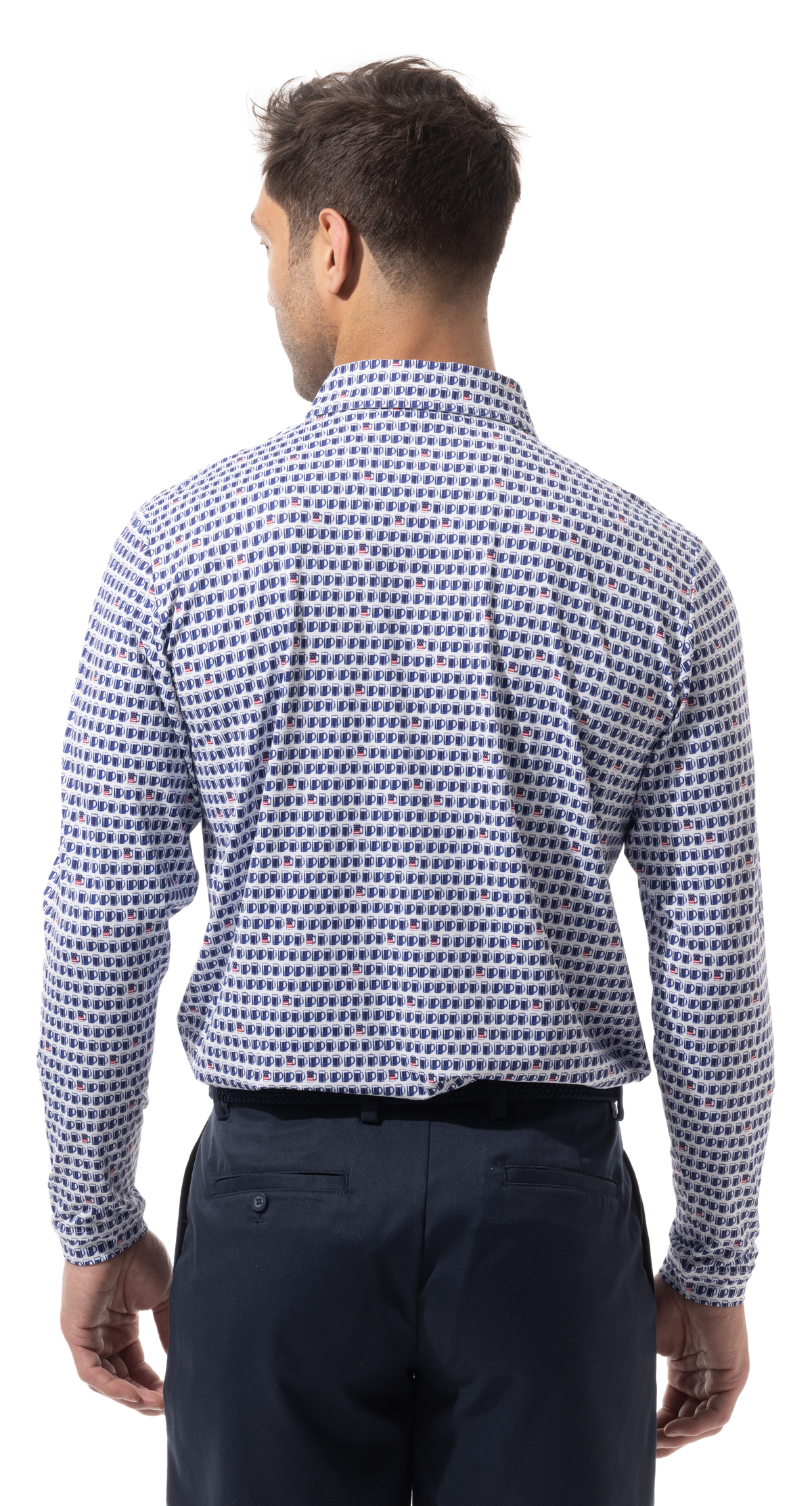 MEN'S SOLTEK ICE LONG SLEEVE PRINT POLO. US ALE.  900841P - SanSoleil