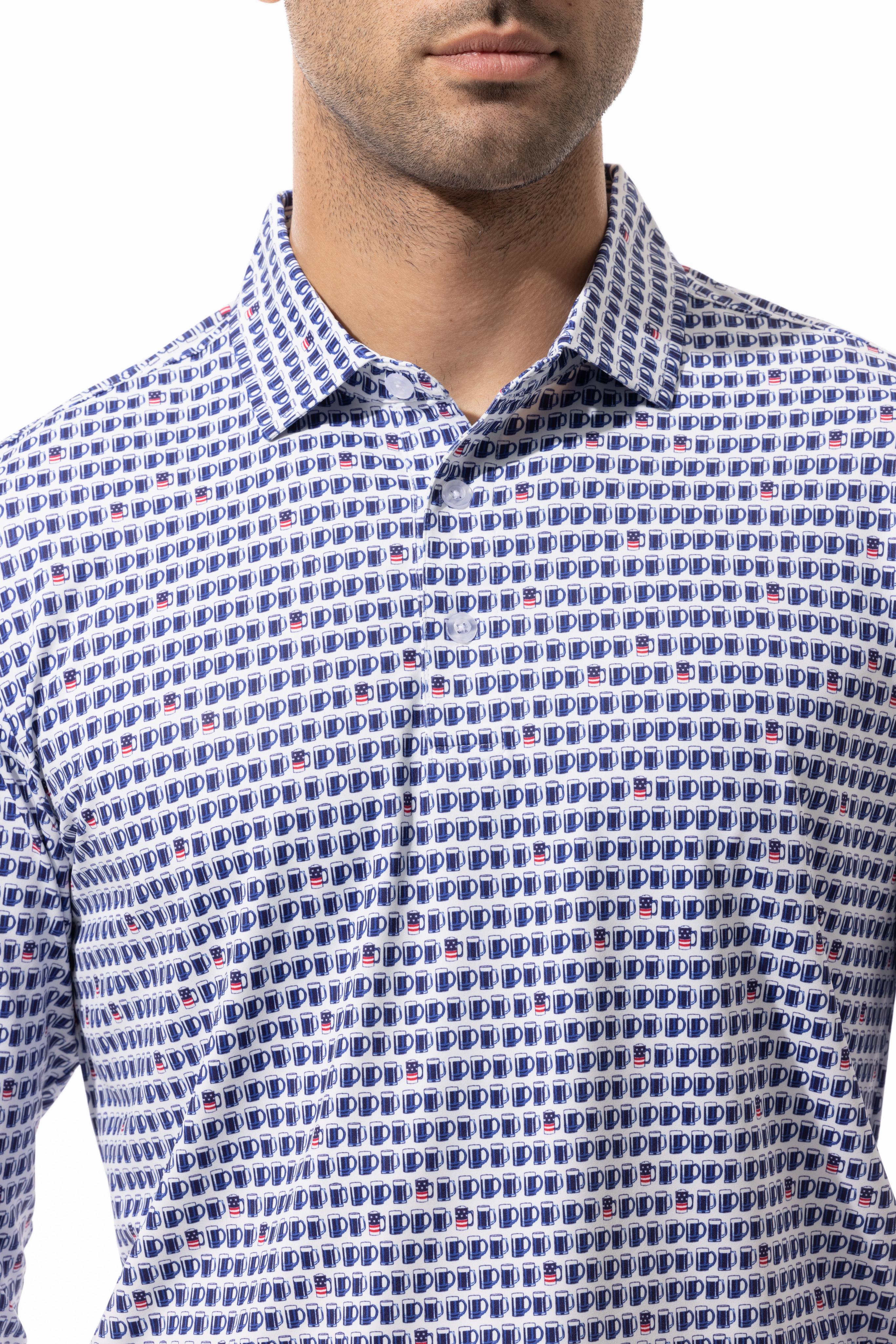 MEN'S SOLTEK ICE LONG SLEEVE PRINT POLO. US ALE.  900841P - SanSoleil
