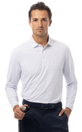 MEN'S SOLAIR LONG SLEEVE POLO. WHITE NAVY. 900841A