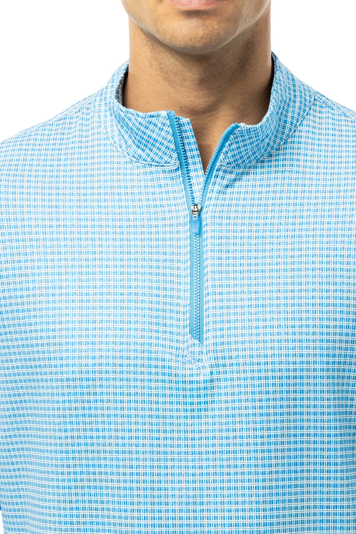 Men's Soltek Ice Long Sleeve Pullover from SanSoleil Men's collection, blue jay color, featuring a comfortable, stylish design.