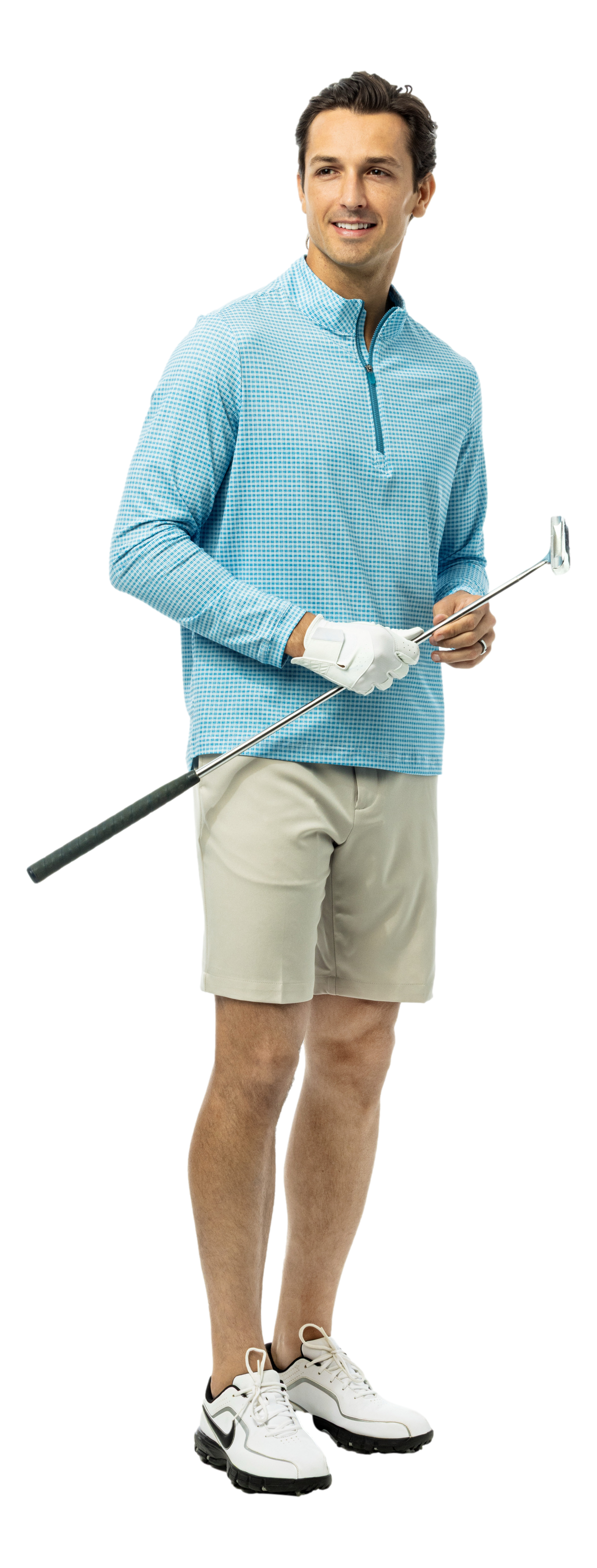 Men's Soltek Ice long sleeve pullover in Mystic Blue from SanSoleil Men's Crossroads collection, featuring a comfortable, stylish design.