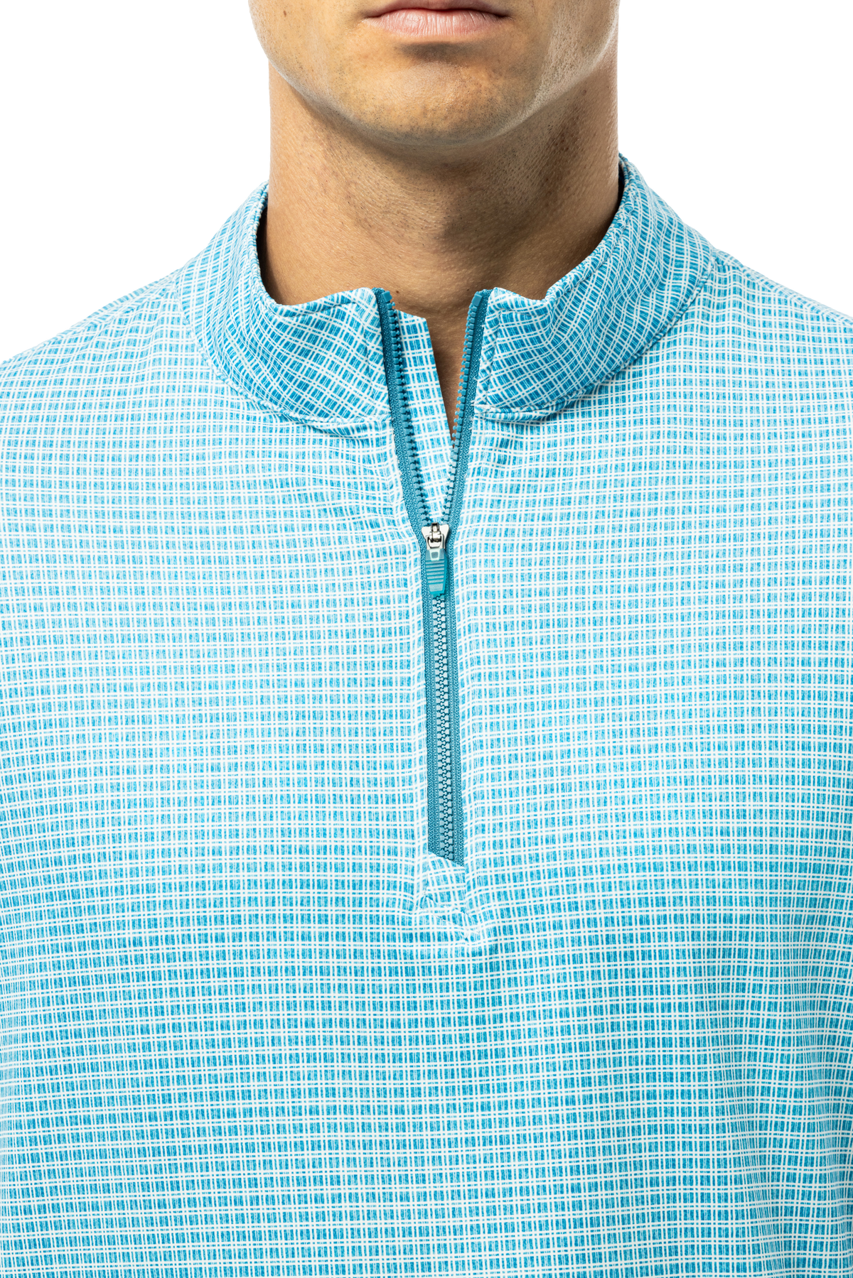 Men's Soltek Ice long sleeve pullover in Mystic Blue from SanSoleil Men's Crossroads collection, featuring a comfortable fit and stylish design.