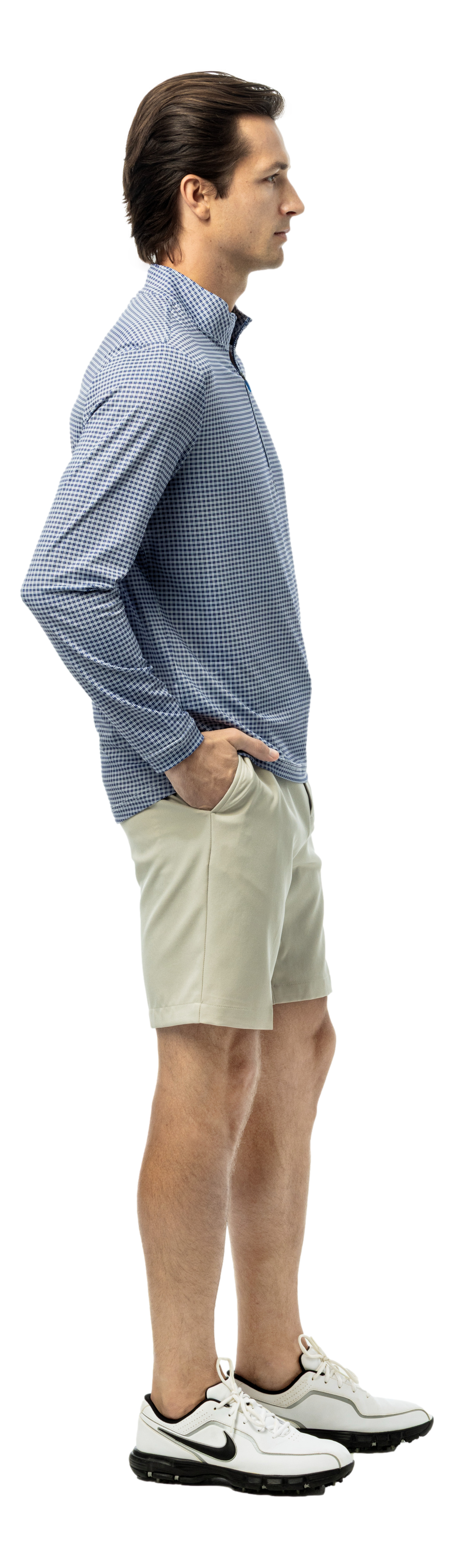 Men's SanSoleil Soltek Ice long sleeve pullover in navy, from the Men's Collection, featuring a comfortable fit and stylish design.