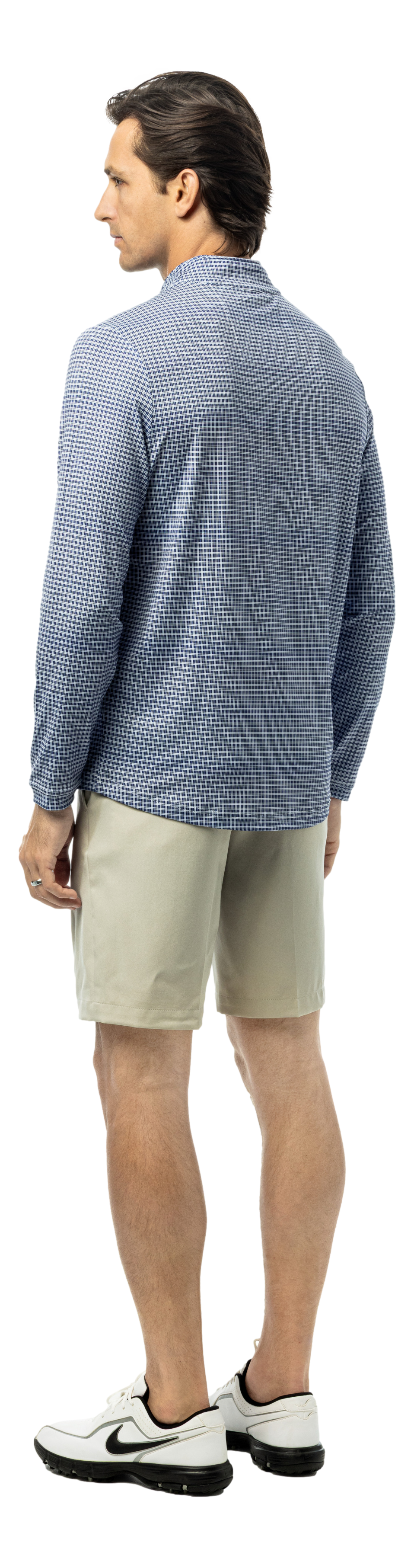 Men's SanSoleil Soltek Ice long sleeve pullover in navy from the Men's Collection, featuring a comfortable fit and stylish design.