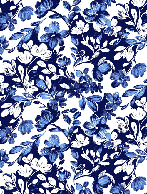 SANSOLEIL 1/4 ZIP MOCK WITH PIPING. JARDIN. CORNFLOWER-NAVY. 900445P - SanSoleil
