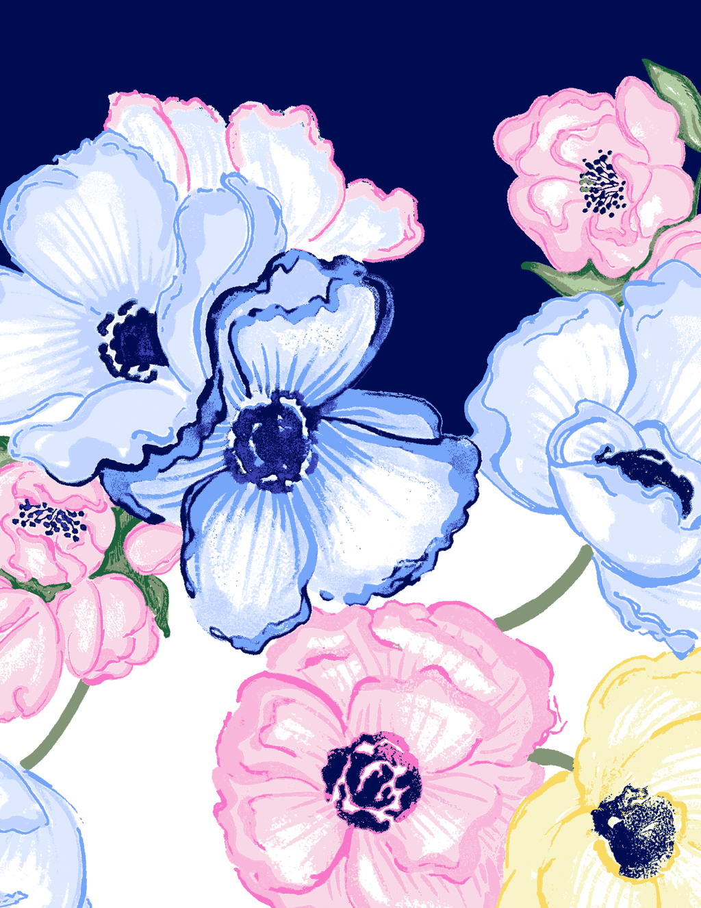 SOLCOOL 1/4 ZIP MOCK. POPPY PATCH. BLUE. 900463 - SanSoleil