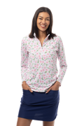 SANSOLEIL COOL ULTRA-MESH ZIP MOCK. PUTTERCUP. PINK. 900653 - SanSoleil