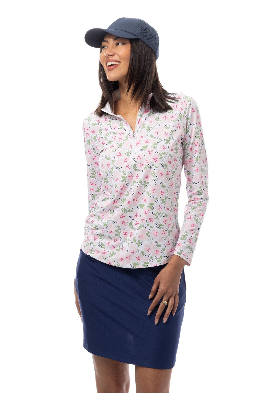 SANSOLEIL COOL ULTRA-MESH ZIP MOCK. PUTTERCUP. PINK. 900653 - SanSoleil