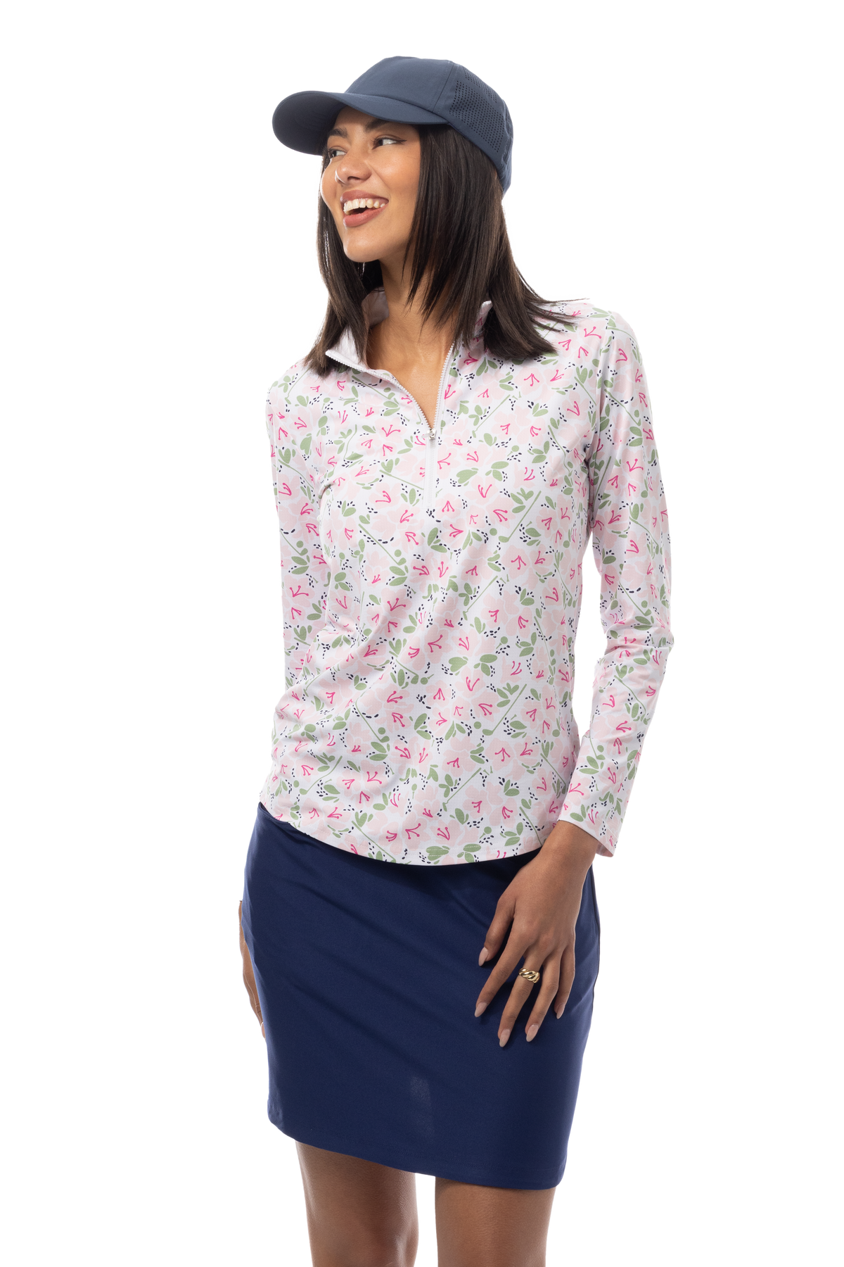 SANSOLEIL COOL ULTRA-MESH ZIP MOCK. PUTTERCUP. PINK. 900653 - SanSoleil
