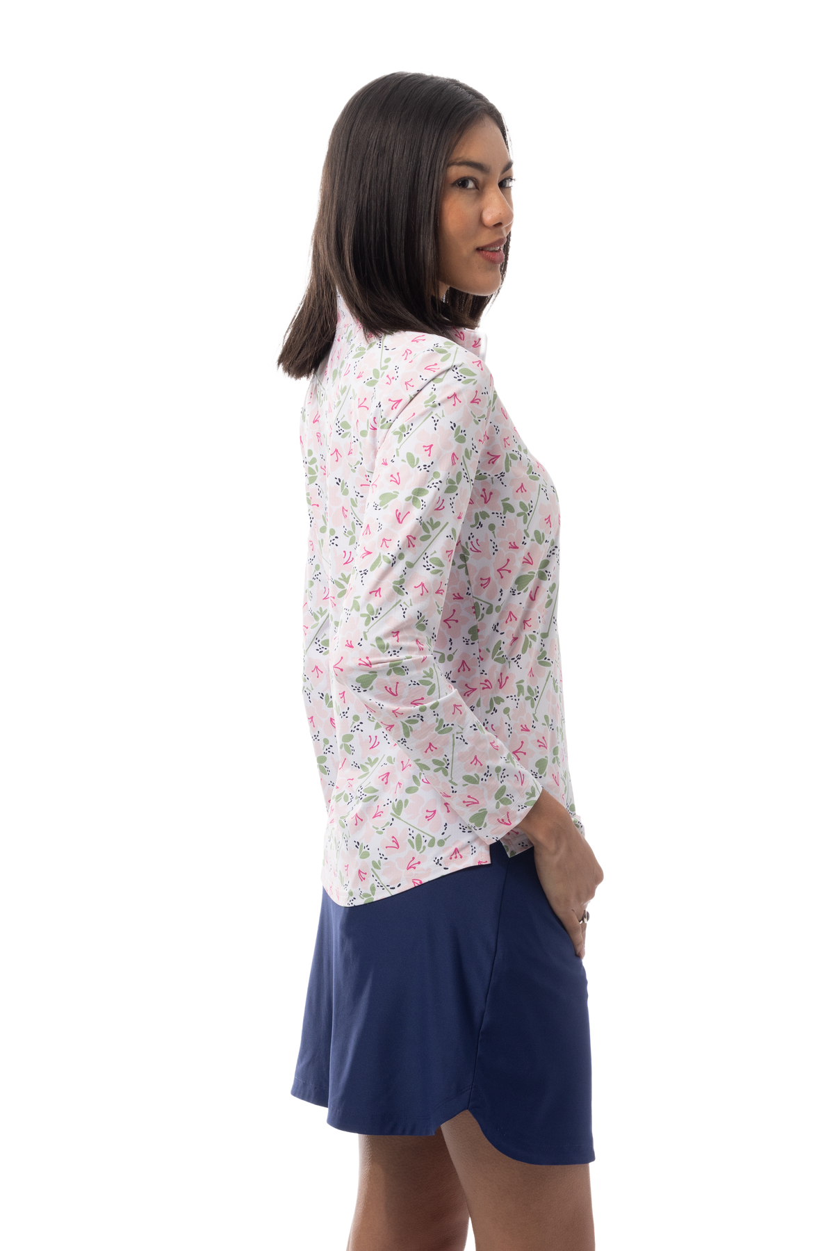 SANSOLEIL COOL ULTRA-MESH ZIP MOCK. PUTTERCUP. PINK. 900653 - SanSoleil