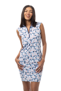 SANSOLEIL COOL ULTRA-MESH ZIP SLEEVELESS MOCK. PUTTERCUP. BLUE 900654 - SanSoleil