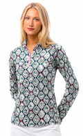 SOLCOOL 1/4 ZIP MOCK. TROPICAL TIDINGS. 900463 - SanSoleil